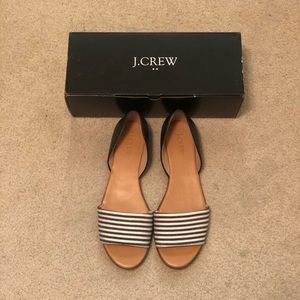 Striped peep-toe flats